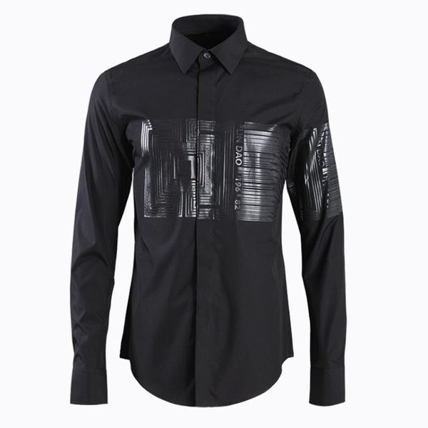 

cloth barcode grid men shirt long sleeve men's wear brand shirt male, White;black