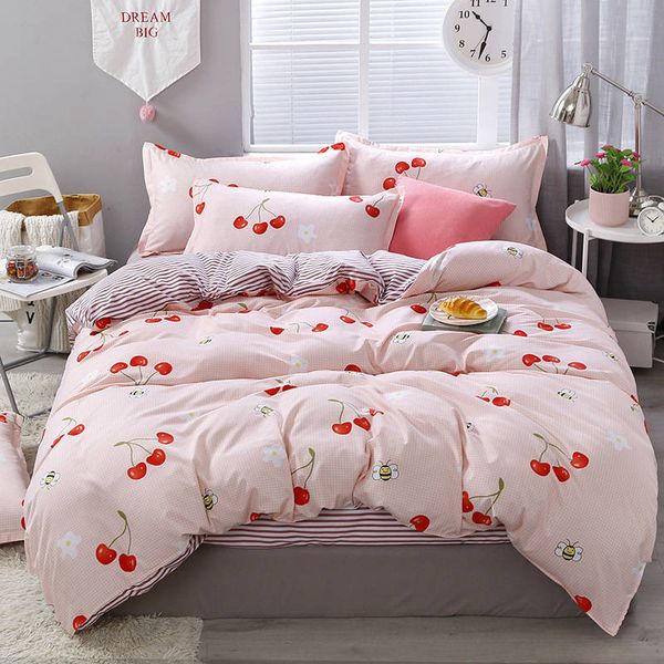 

fruit pink 4pcs girl boy kid bed cover set duvet cover child bed sheets and pillowcases comforter bedding set 2tj-61009