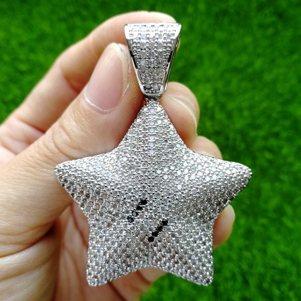 Atacado- Hip Hop Pentagram Pingente de Cobre Micro Pave com CZ Pedras Colar Jóias Para Homens e Mulheres CN014