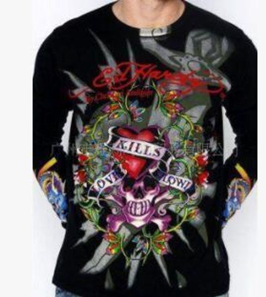 

мужские cool tshirts весна осень основывая ed rhinestone конструктора цветочный печати топы с длинными рукавами har dy, White;black