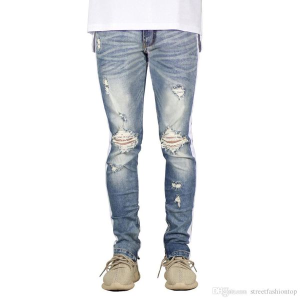 

gd стиль джинсы мужская одежда весна новая мода длинные молнии карандаш брюки панталоны, Blue