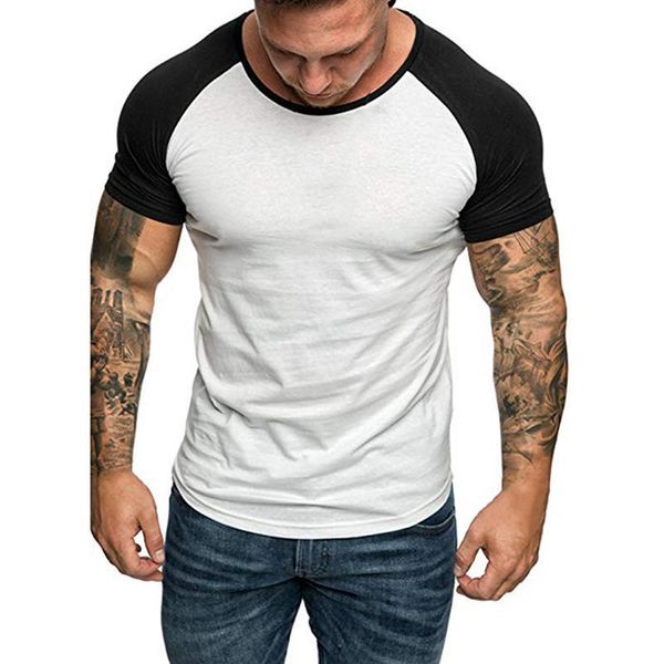 

мужские летние плед пэчворк тенниска короткий рукав градиент цвета мышцы basic hip hop моды майка бесплатная доставка, White;black