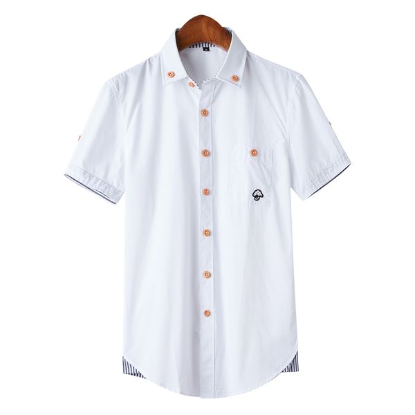 

2020 men's shirt new fashion cotton men social shirt mens short sleeve shirts man mushroom embroidery casual plus size 5xl, White;black