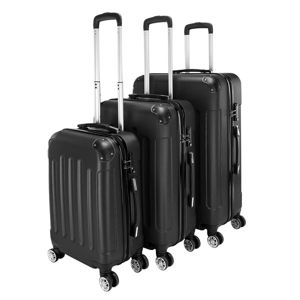 

3 piece expandable 20inch 24inch 28inch black stylish suitcases abs trolley case hardside spinner luggage personalized trolley case universa