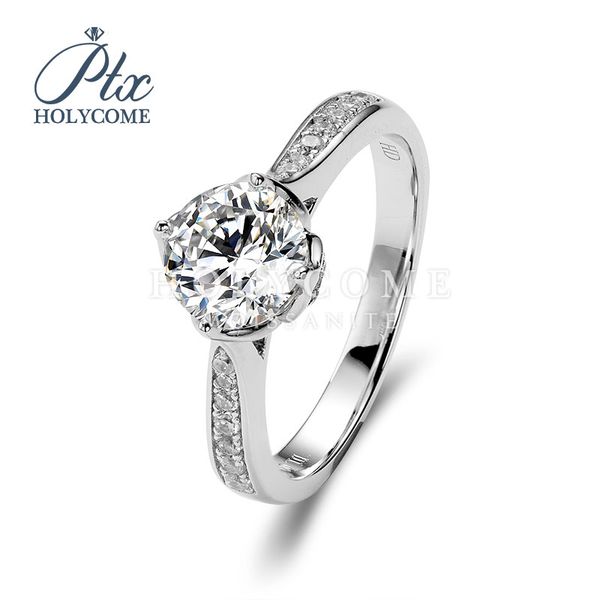 

супер белый цвет 1ct круглый вырез 925 серебряных муассанита кольца с бриллиантами, Golden;silver