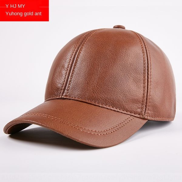 

men's single leather thin cowhide baseball baseball cap youth real leather hat middle-aged and elderly autumn cap tide, Blue;gray