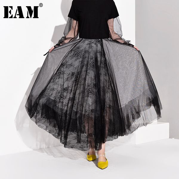 

eam] high waist black multilayer mesh split joint temperament half-body skirt women fashion tide new spring autumn 2020 jt1360