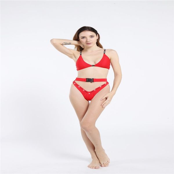 

trendy women clothes polyester casual bikini set swimsuit padded push-up bra triangle swimwear bathing suit