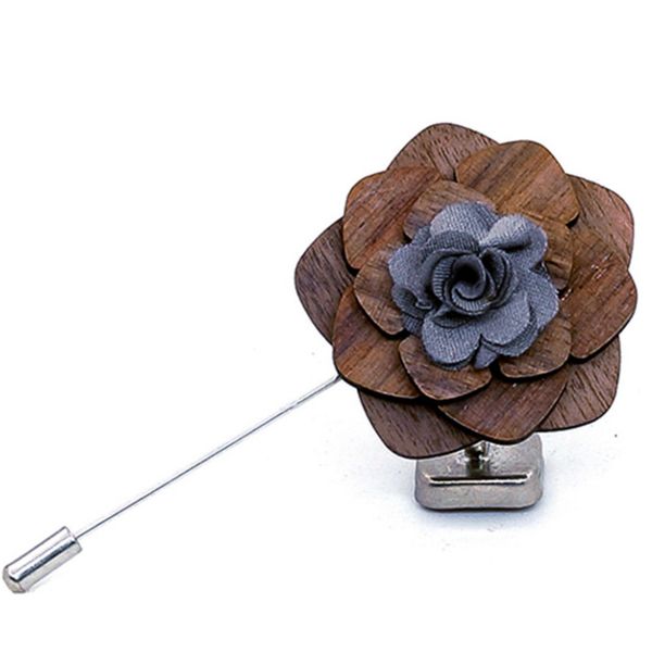 

handmade wood brooches boutonniere grade black walnut retro men suit dress party brooch classic vintage novelty gifts unisex, Gray
