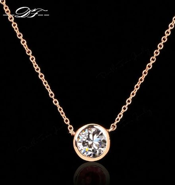 

fashion-air cubic zirconia necklaces pendants rose gold color statement jewelry for women chain accessiories dfn454 christmas gift, Silver