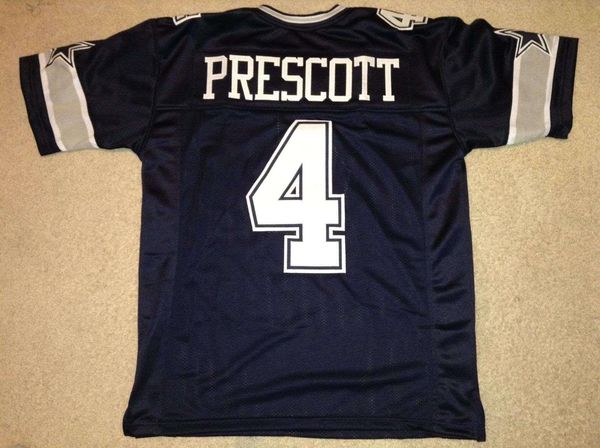 

retro custom sewn stitched #4 dak prescott blue mitchell & ness jersey men's football jerseys college ncaa, Black;red
