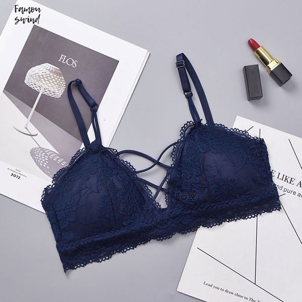 

womens bra crop lace floral bralette padded bralet wire bra cross underwear drop shipping, Red;black