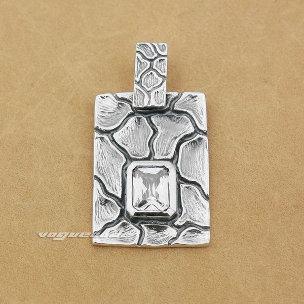 

925 sterling silver square stripe black cz mens biker rocker punk pendant 8x008 just pendant