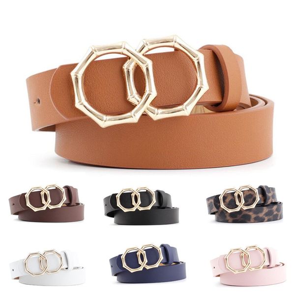 

new vintage double round buckle belt imitation leather alloy pin buckle belts fashion women's casual waist belt jeans dress, Black;brown