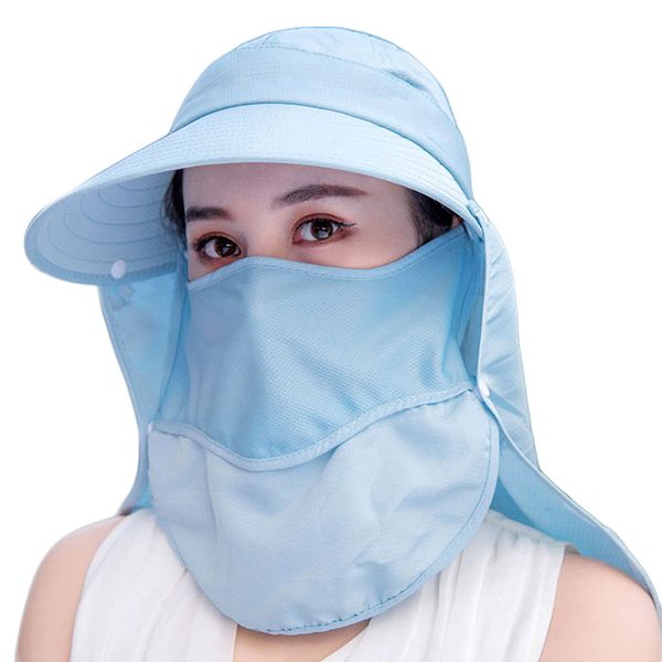 

fashion summer anti sun hat folding fishing hats women outdoor full protection cap for outdoor activities, Blue;gray