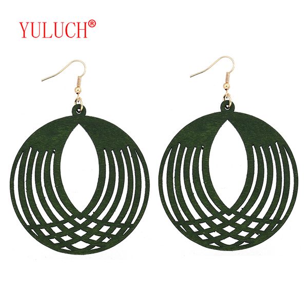 

yuluch african natural handmade wooden round openwork pineapple pendant for personalized fashion women jewelry earrings gift, Silver