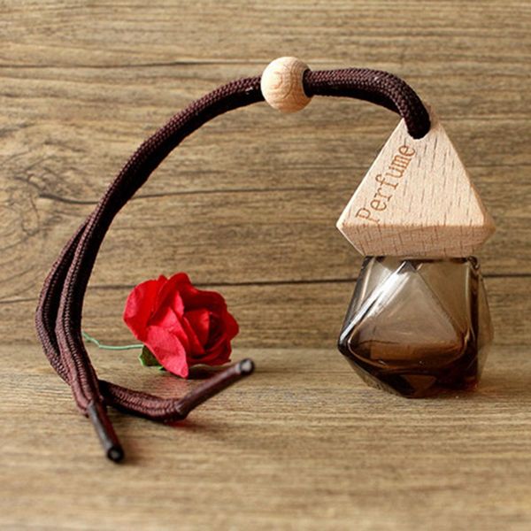 

car diamond shape pendant 8ml auto ornament perfume bottle hanging air freshener perfume fragrance diffuser empty glass bottle