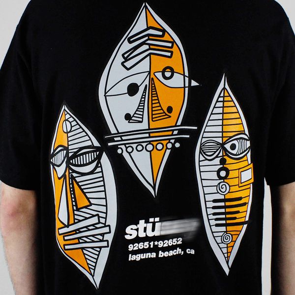 

mens designer19fw triple mask tee triple mask printing loose oversize couples short-sleeved female t-shirt male, White