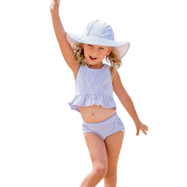 

2019 new baby girls' one piece swimsuit+shorts watermelon fruit printed swimwear ruffle kids cute bikini beach wears 5.28, White