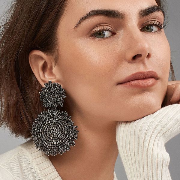 

manilai bohemian handmade beads drop earrings for women fashion jewelry dangle earrings round statement big bead pendant wedding, Silver