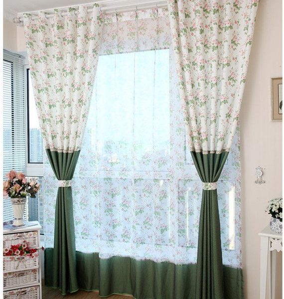 

custom curtains cortina curtain and tulle set floral drapes green curtains