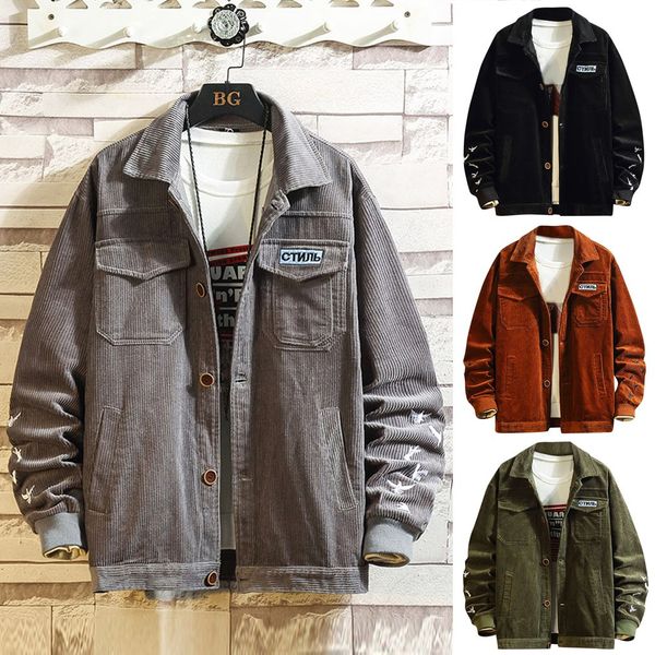 

erkek mont chaqueta hombre winter coat mens brief style corduroy solid color warm casual long sleeve jackets veste homme, Black;brown