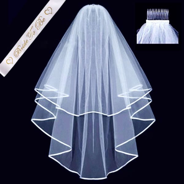 

white bridal wedding veil bride to be satin sash bachelorette party girls hen party bridal shower kit decoration supplies