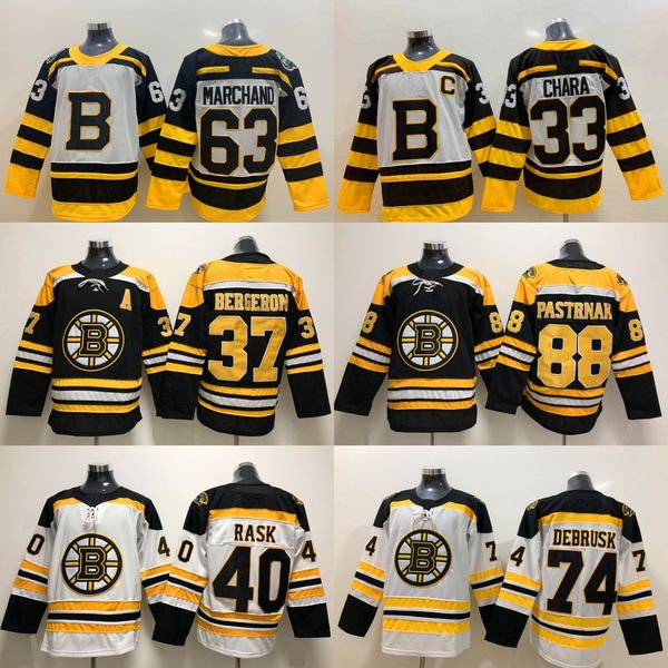 

37 Patrice Bergeron Jersey Boston Bruins 33 Zdeno Chara 63 Brad Marchand 40 Tuukka Rask 88 David Pastrnak 74 Jake DeBrusk Hockey Jerseys