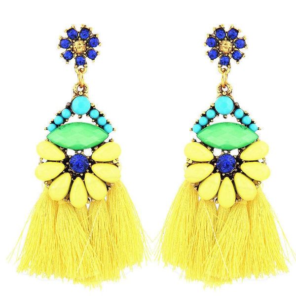 

bohemian tassel drop earrings for women vintage crystal fringe long earring female fashion statement jewelry dangle brincos, Silver