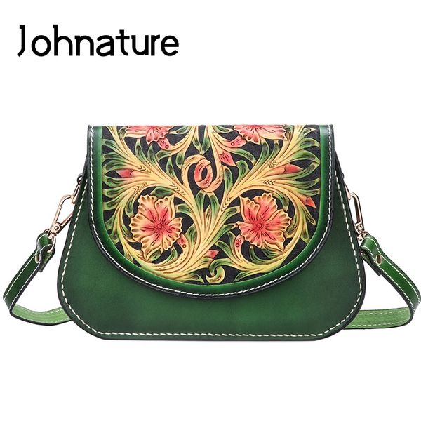 

johnature китайский стиль 2020 новый handmade кожа carving женщин сумка плеча высокого качества коровьей ретро посыльного сумки
