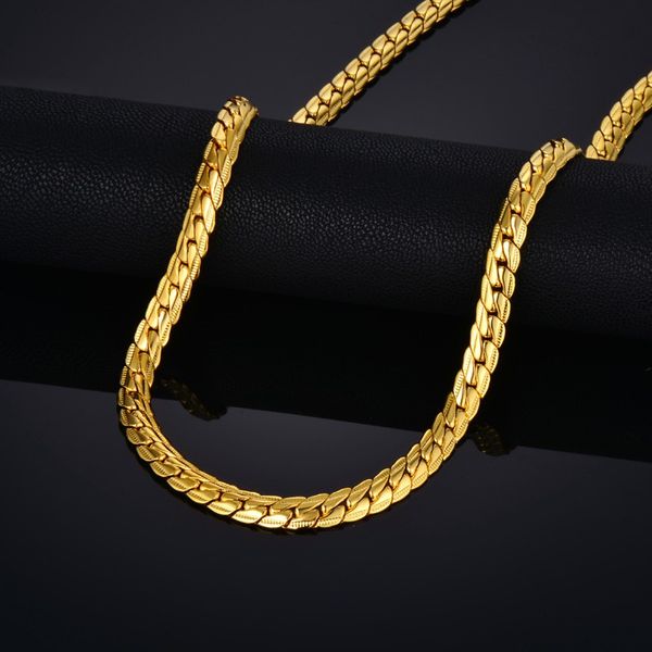 

chains vintage 20" 22" 25" male gold-color necklace mens gold snake chain for men golden necklaces wholesale 2021, Silver