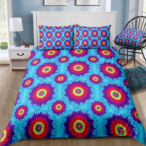 Colorful Batik Printed Bedding Set Queen Size Funny Soft 3d Duvet