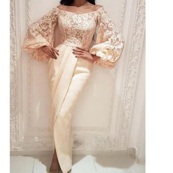 

off the should elegant dubai evening dresses lace and satin mermaid prom gown formal dress for party vestido de longo 2020, Black