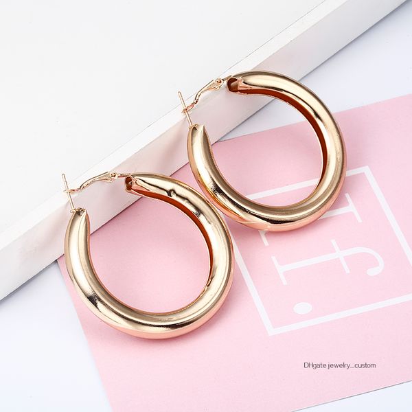 

50mm New Fashion Golden Color Hoop Earrings For Women Statement Punk Earrings Brinco Jewelry Wholesale Gift E0149