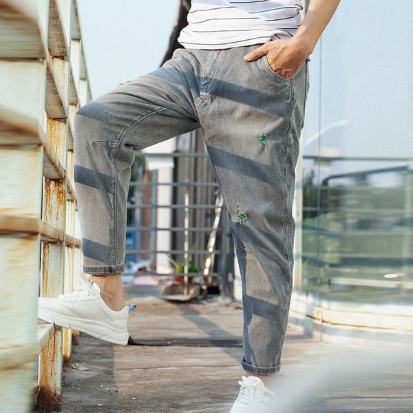 

mens designer fashionable brand water wash worn jeans men, Blue