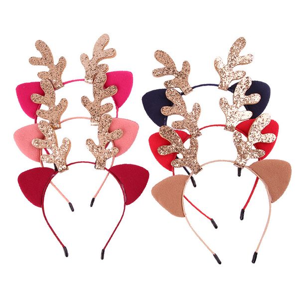 

korea christmas party gold little antler cartoon hair accessories for girls hairbands christmas new years headband hair band