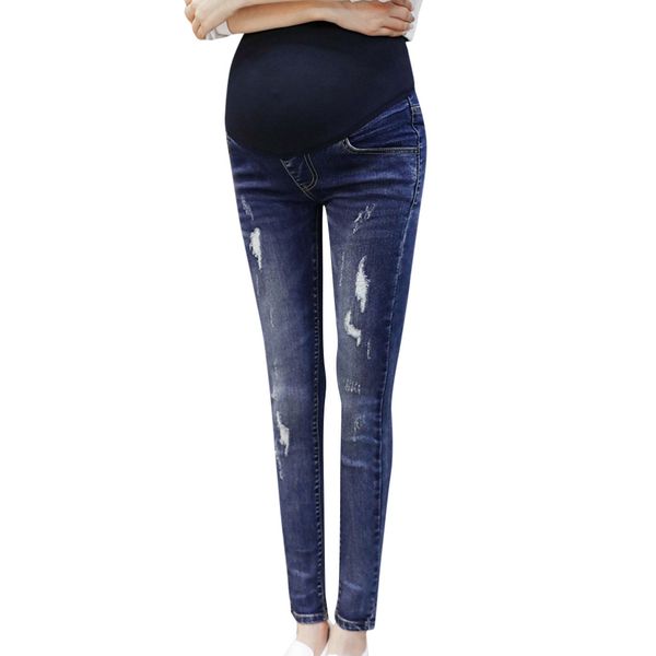 

fashsiualy pregnant woman legging jeans maternity pants trousers nursing prop belly ubrania ciazowe ladies clothing, White
