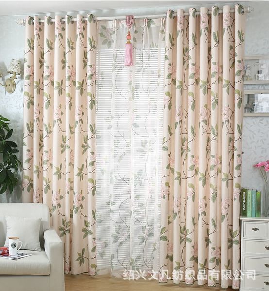 

american country curtains for living room flower cotton and linen printing style curtain for bedroom sheer tulle