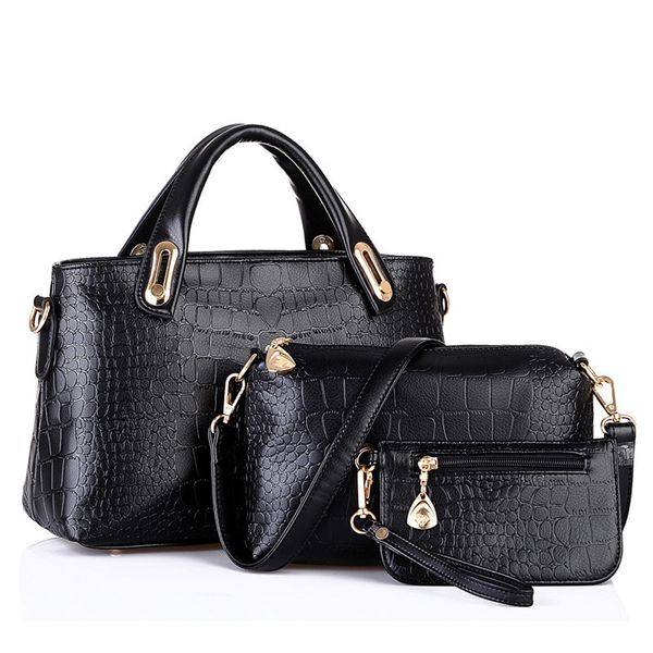 

women 3pcs/set handbags pu leather shoulder bags casual tote bag tassel metal handle designer composite messenger bag #t