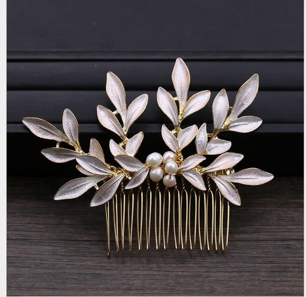 

alloy leaf style comb studio retro-shooting bride's hair comb, Slivery;golden