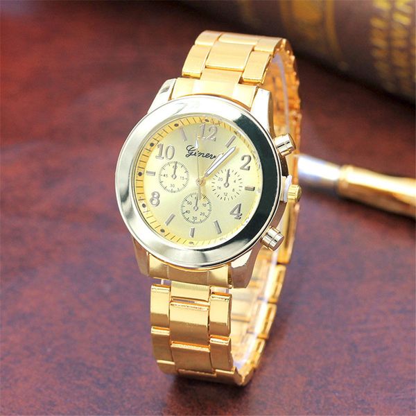 

fashion ladies simple watch geneva women luxury watches leisure quartz stainless steel band relogio feminino wristwatches clock, Slivery;brown