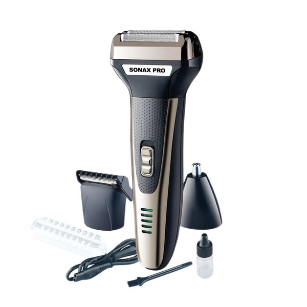

sonax pro 3 in 1 men electric shaver rechargeable shaved beard electric razor reciprocating nose cleaning hair shaving machine