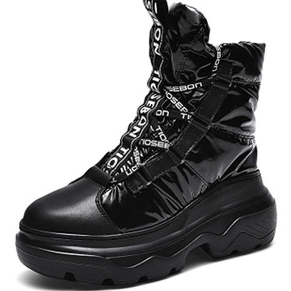

newdiscvry winter boots female warm fur plush waterproof non-slip women boots shoes woman lace-up ankle snow ladies shoes, Black