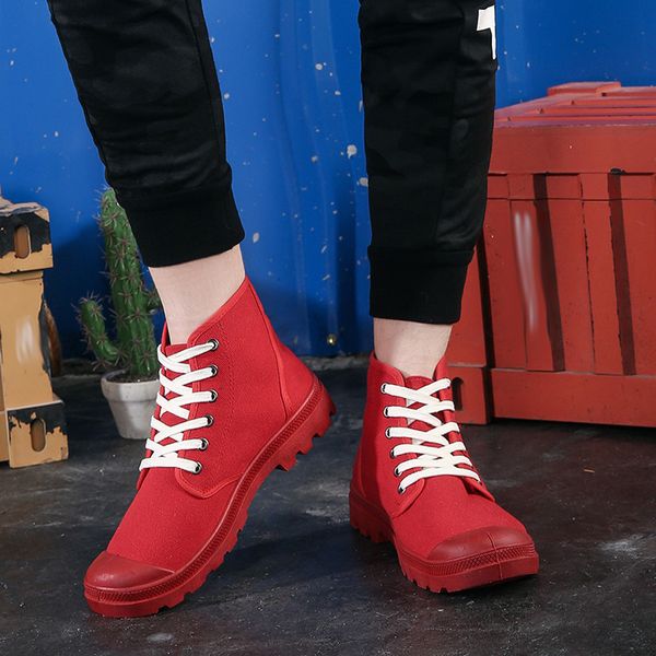 

muqgew couple canvas high shoes new fashion casual shoes men breathable wild casual male footwear non-slip hiking, Black