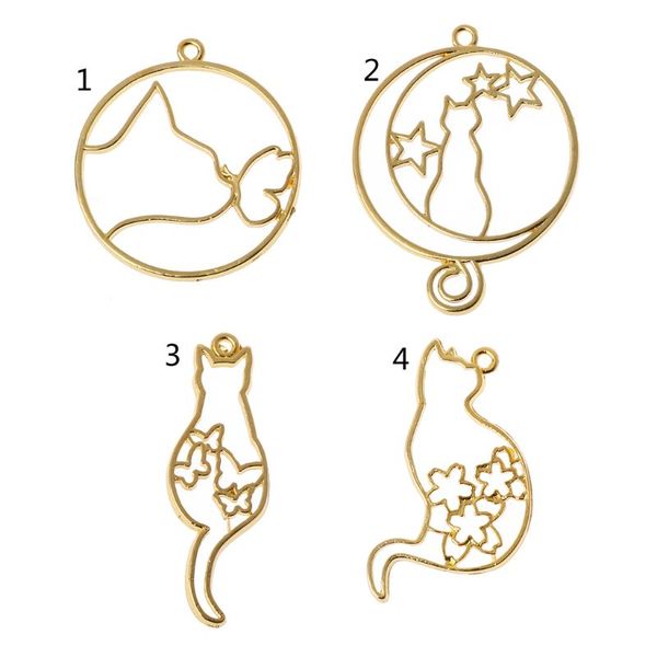 

5pcs cute cat dog hollow frames pendants bezels setting resin jewelry making