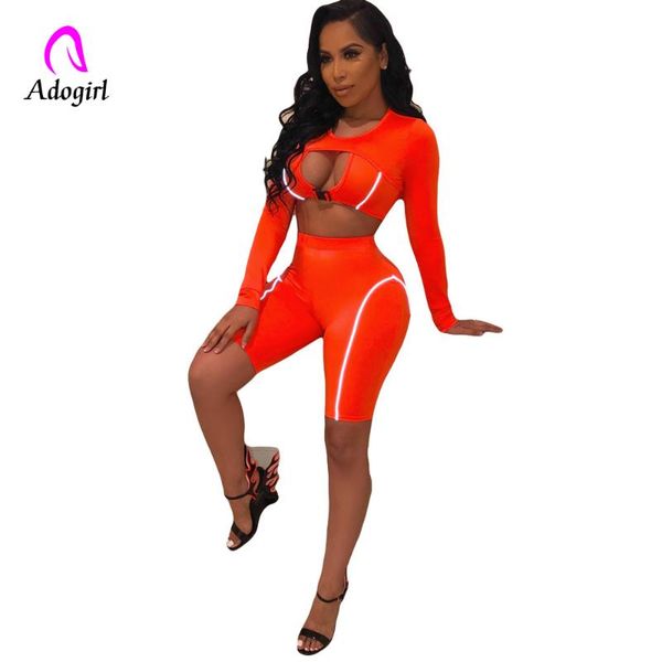 

neon 2 two piece set women summer 2020 clothes festival crop and biker shorts suit club outfits tracksuit matching sets, White