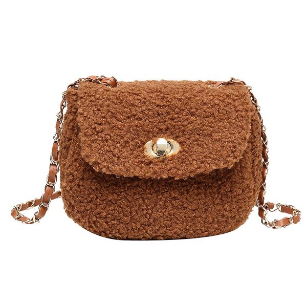 

fashion luxury velour messenger bags women bags designer retro solid color buckle large capacity velour shoulder bag with chain