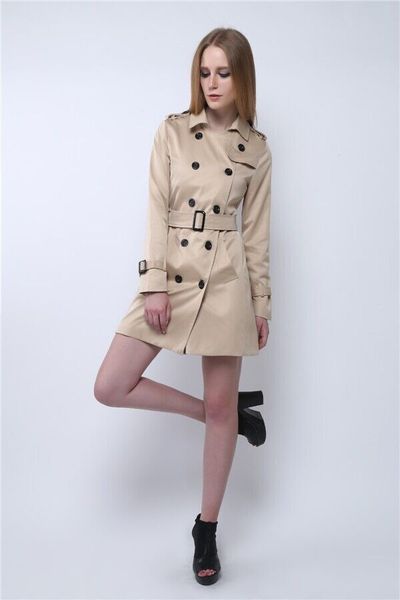 

elegant double trench coat, Tan;black