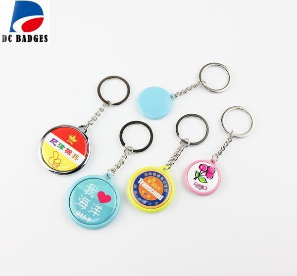 

double-side 37mm colorful button keyring material 500sets mix colors other event party supplies