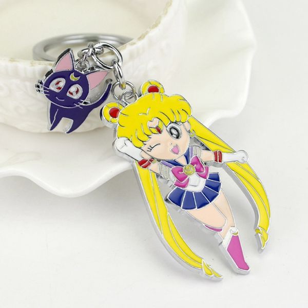 

anime sailor moon tsukino alloy keychain bag car key rings cosplay gift, Silver